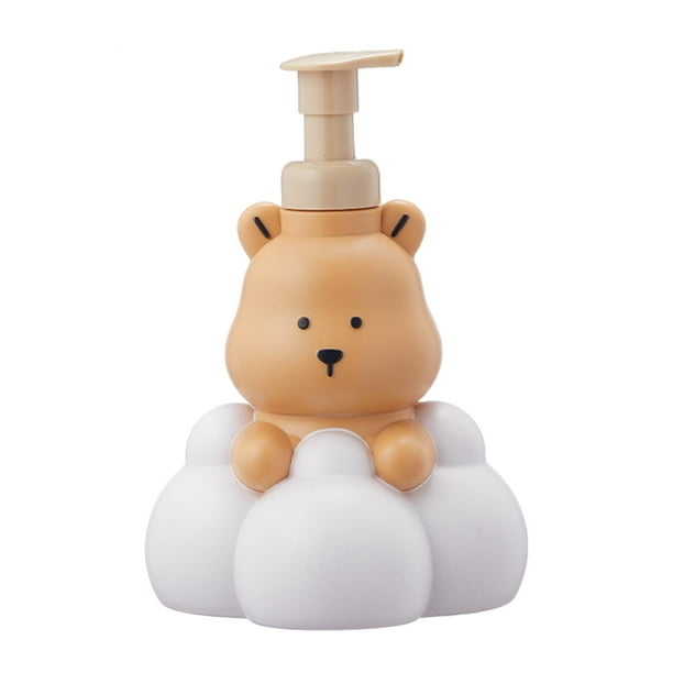 Bomba dispensadora de espuma con forma de dibujos animados, recipiente de espuma para lavado a mano, botella de jabón con bomba manual recargable para 500ml Castaño Claro