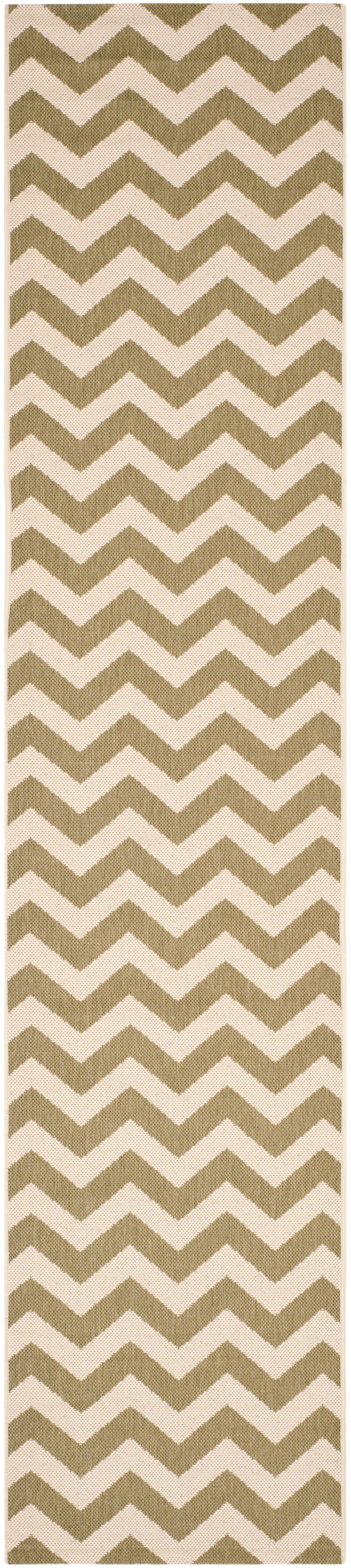 Safavieh Courtyard Bailey Chevron Indoor/Outdoor Runner Rug, 2'3" x 6'7", Green/Beige
