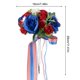 thumbnail image 3 of Ramo de rosas artificiales | Flores de mano simuladas | Decoración con cinta de bandera | Decoración patriótica para el hogar en el Día de la Independencia, 3 of 5
