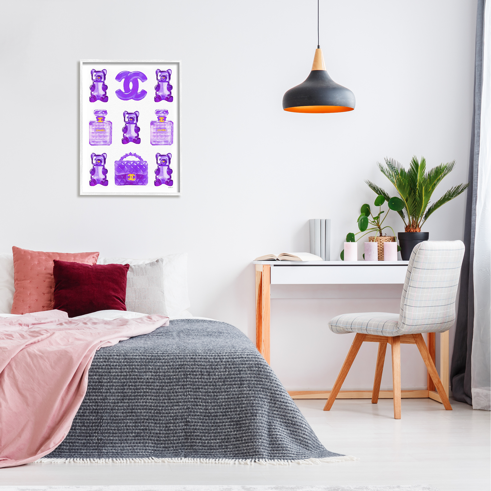 Stupell Industries Purple Glam Gummy Candy Beauty & Fashion Painting White Framed Art Print Wall Art, 24 x 30