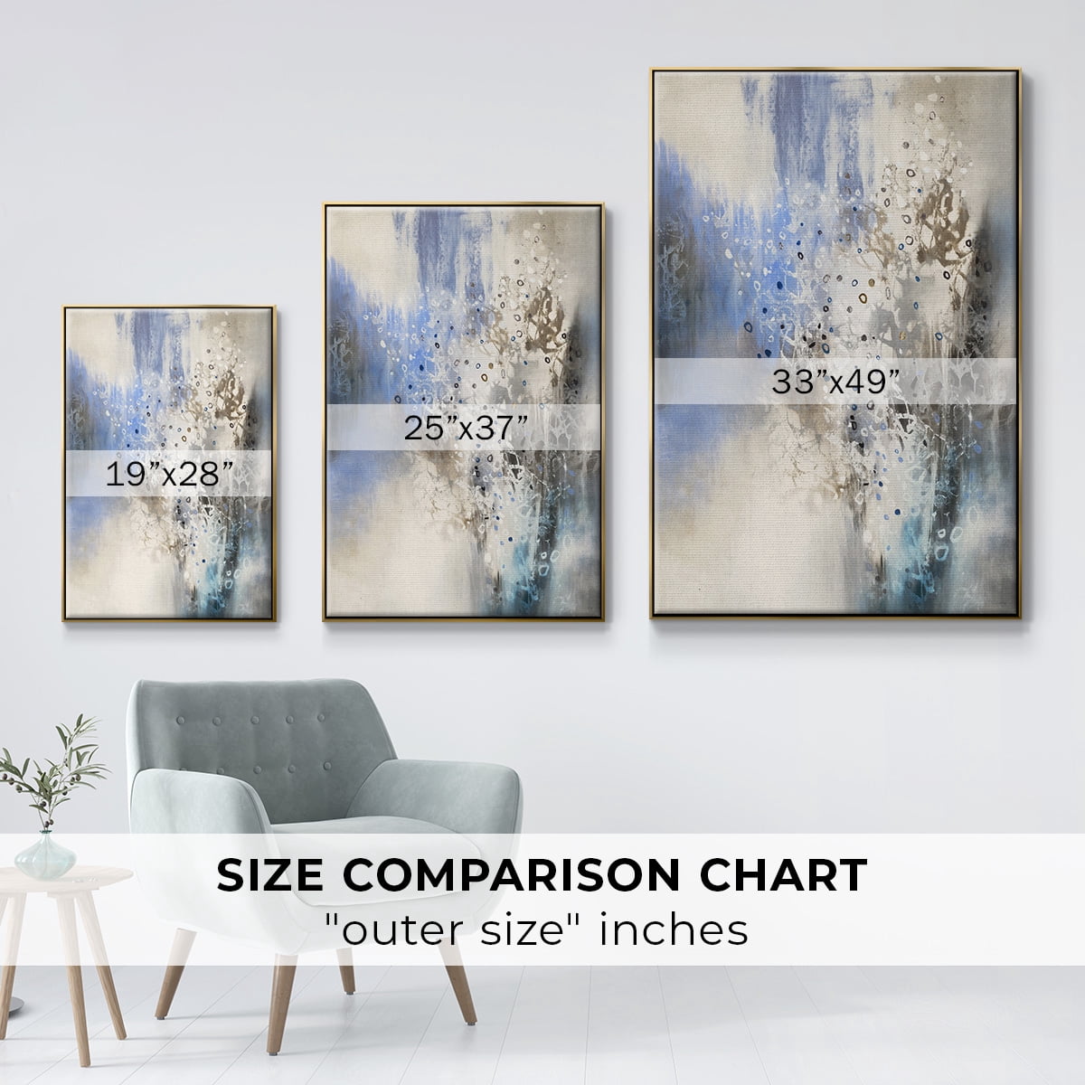 Glacier Stones Framed Premium Gallery Wrapped Canvas - Ready to Hang - 27 x 41 - Gold Floating Frame