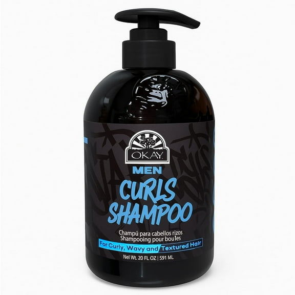 OKAY Men's Curly Hair Shampoo, Moisturizing Shampoo for Defined, Frizz-Free Curls, 20 fl oz