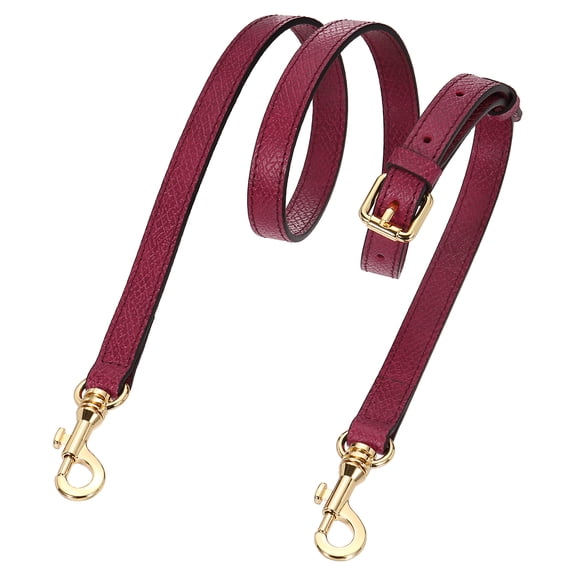 Leather Bag Strap, 37.4"-45.3" Crossbody Straps (Wine Red, Gold Buckle)
