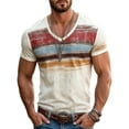 thumbnail image 2 of Gyexs Mens Striped Short Sleeve T Shirts Summer Casual Clothes Muscle Tops Men's Fashion 2026 #10 Beige, Size S, 2 of 7