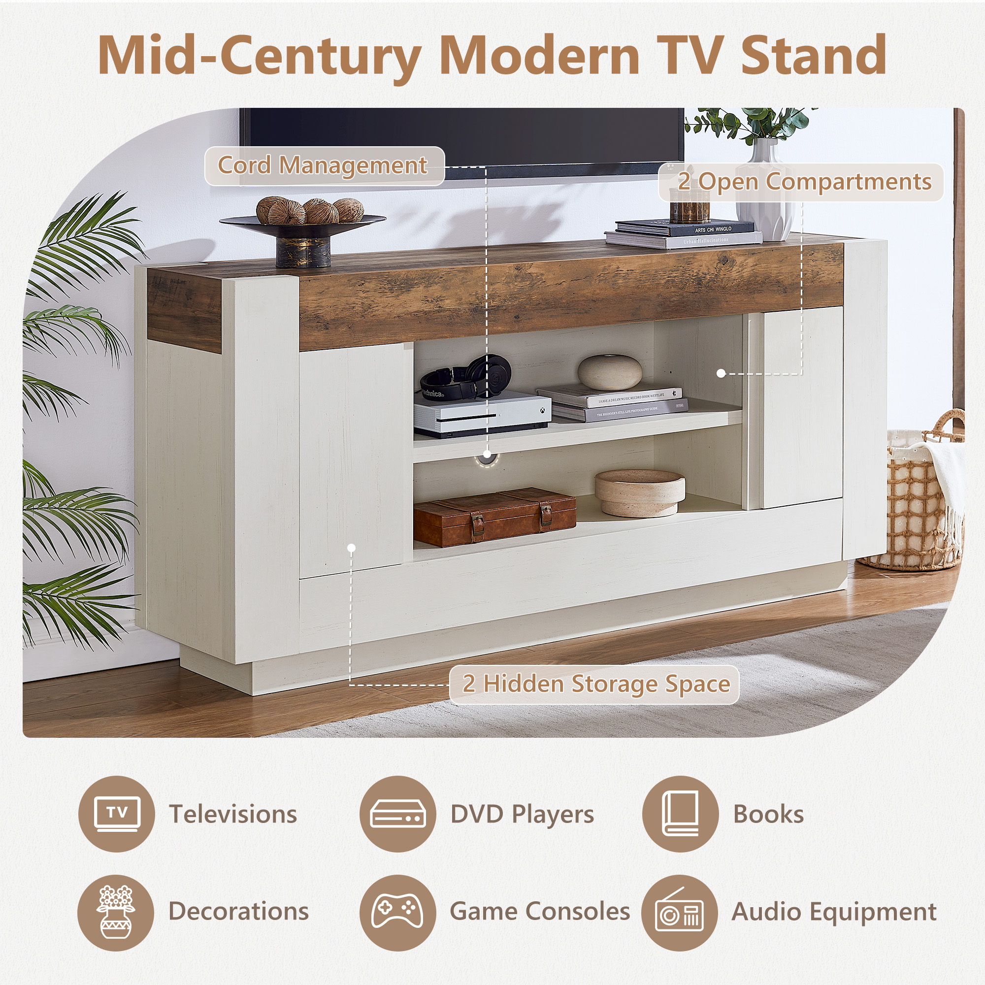 KeyWhat 70" Modern Farmhouse TV Stand for TVs up to 80" photo 3
