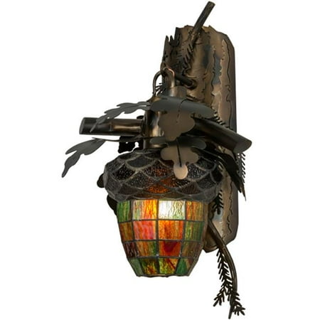 

Meyda 154411 10 in. Oak Leaf & Acorn Wall Sconce Dark Burnished Antique Copper
