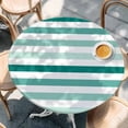 thumbnail image 2 of Teal Ombre Grey Striped Round Tablecloth, Fitted Table Cover with Elastic for 55"-60" Round Tables, Farmhouse Stripe Modern Table Cloth Outdoor Indoor Dinning Party Waterproof Tablecloths, 2 of 7