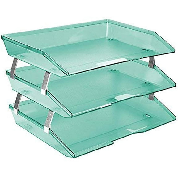 Acrimet Plastic 3-Tier Letter Size File Organizer, Clear Green