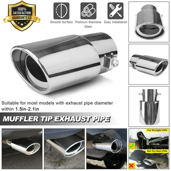 Htwon Car Rear Exhaust Pipe Tail Muffler Tip Round  Chrome Stainless Steel Accessories