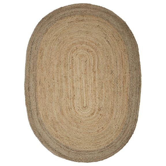 Ox Bay Cora 7' x 9' Natural/Gray Braided Jute Oval Indoor Area Rug