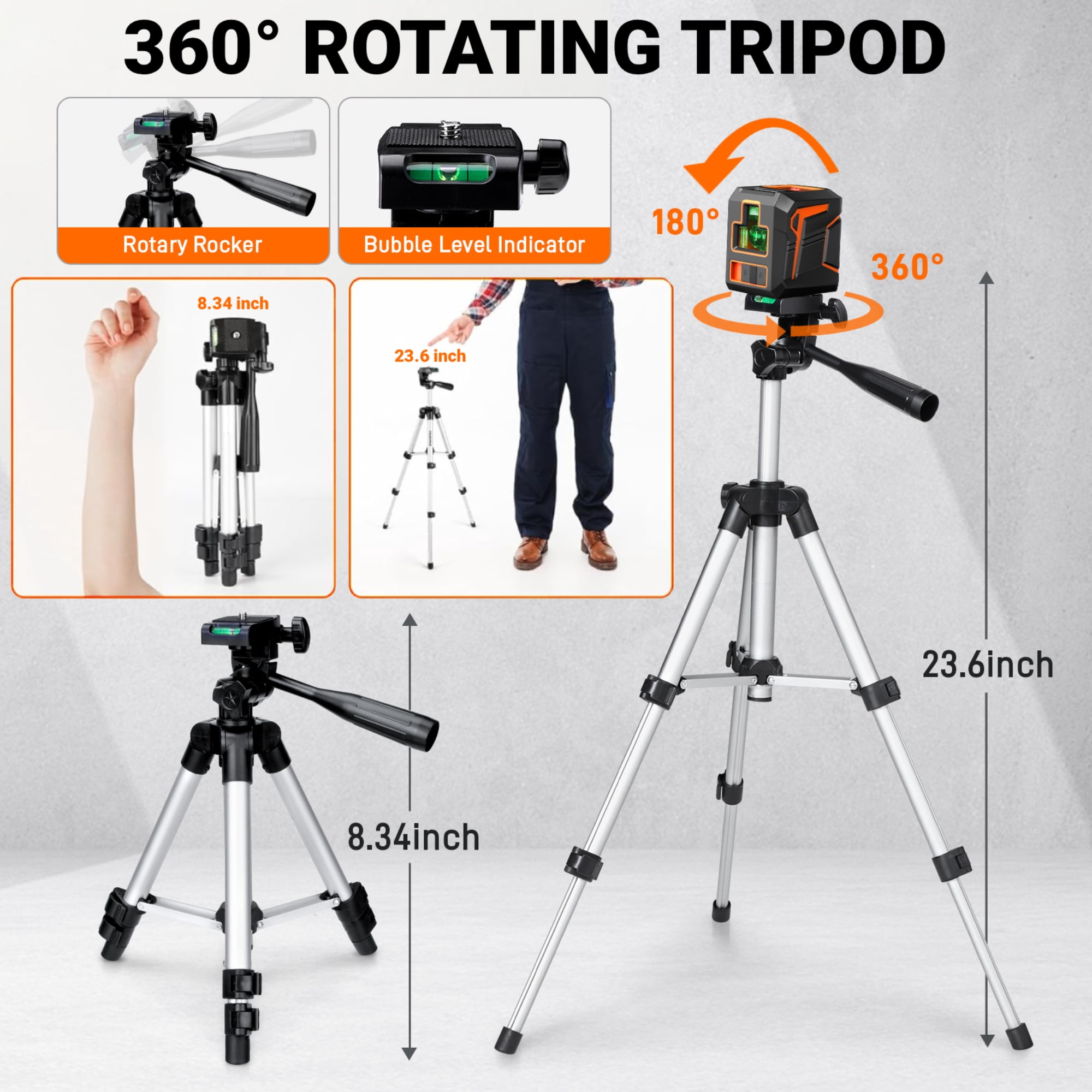 Laser Level, GOCHIFIX 100FT Green Cross Line Laser Level Self Leveling with 360 Degree Rotating Highet Adjustable Tripod,2 AA Batteries and Carry Pouch Included