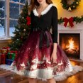 thumbnail image 5 of Women's Fashion V-Neck Casual Slim Christmas Printed Long Sleeve Hair Collar Dresses for Elegant Holiday Events and Parties,Red,L, 5 of 6