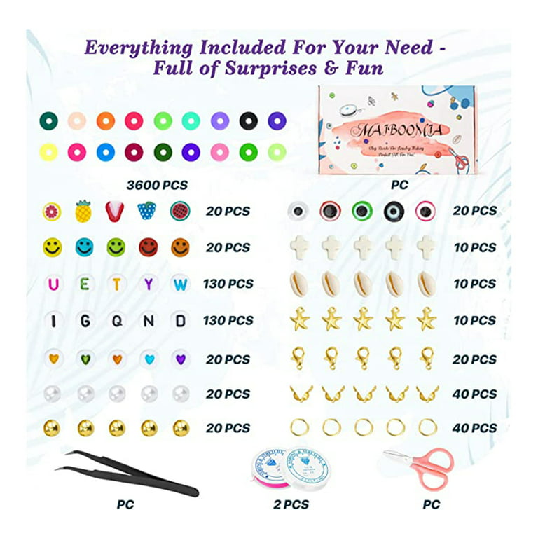 Beirui 4184 Pcs Bracelet Making Kit Polymer Clay Beads 18 Colors DIY Gift  for Girls Jewelry Making