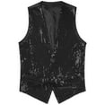 thumbnail image 3 of Zaldita Mens Sparkly Sequins V-Neck Vest Button Down Hipster Dress Suit Nightclub Party Waistcoat Black 3XL, 3 of 7