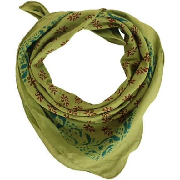 Organic Cotton Bandana Bandana Scarf, Paisley Design Scarf,  Bandana Scarf Handmade Hand Block Print Bandana in Cream,