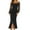 Black, variant on Women's Cocktail Dress Elegant Strapless Off Shoulder Sexy Sheer Mesh Sleeve Pleated Trim Wrap Side Slit Maxi Long Party Dresses