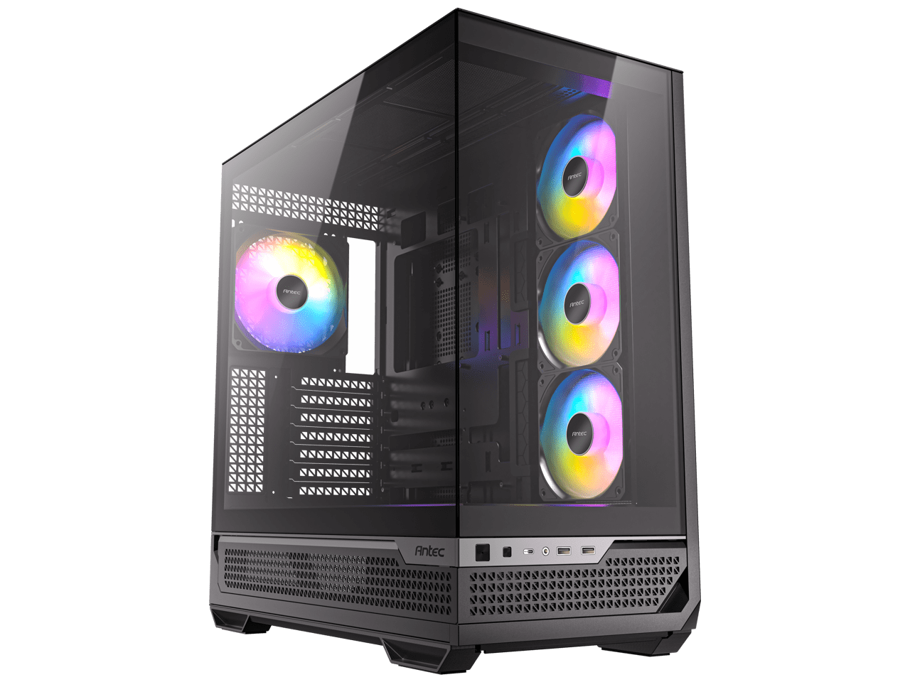 Antec C7 ARGB, RTX 40 GPU Support, 4 x 120mm ARGB PWM Fans Included, Vertical GPU Cooling, Type-C 10Gbps, Seamless Tempered Glass Front & Side Panels, 360mm Radiator Support, Mid-Tower E-ATX PC Case