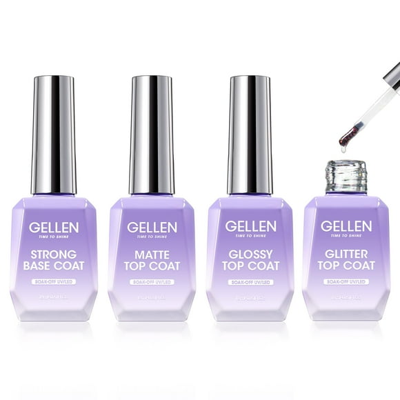 Set de capa superior y base en gel GELLEN, 18 ml x 4, no se limpia, mate y brillante