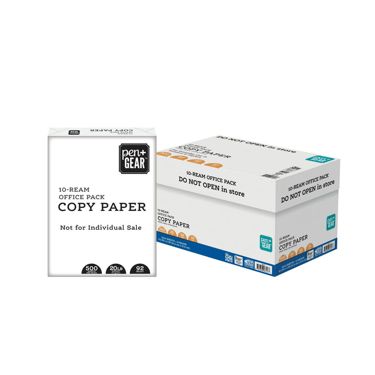 Pen+gear Copy Paper, 8.5 inch x 11 inch, 92 Bright, 20lb, 10 Reams (5000 Sheets)