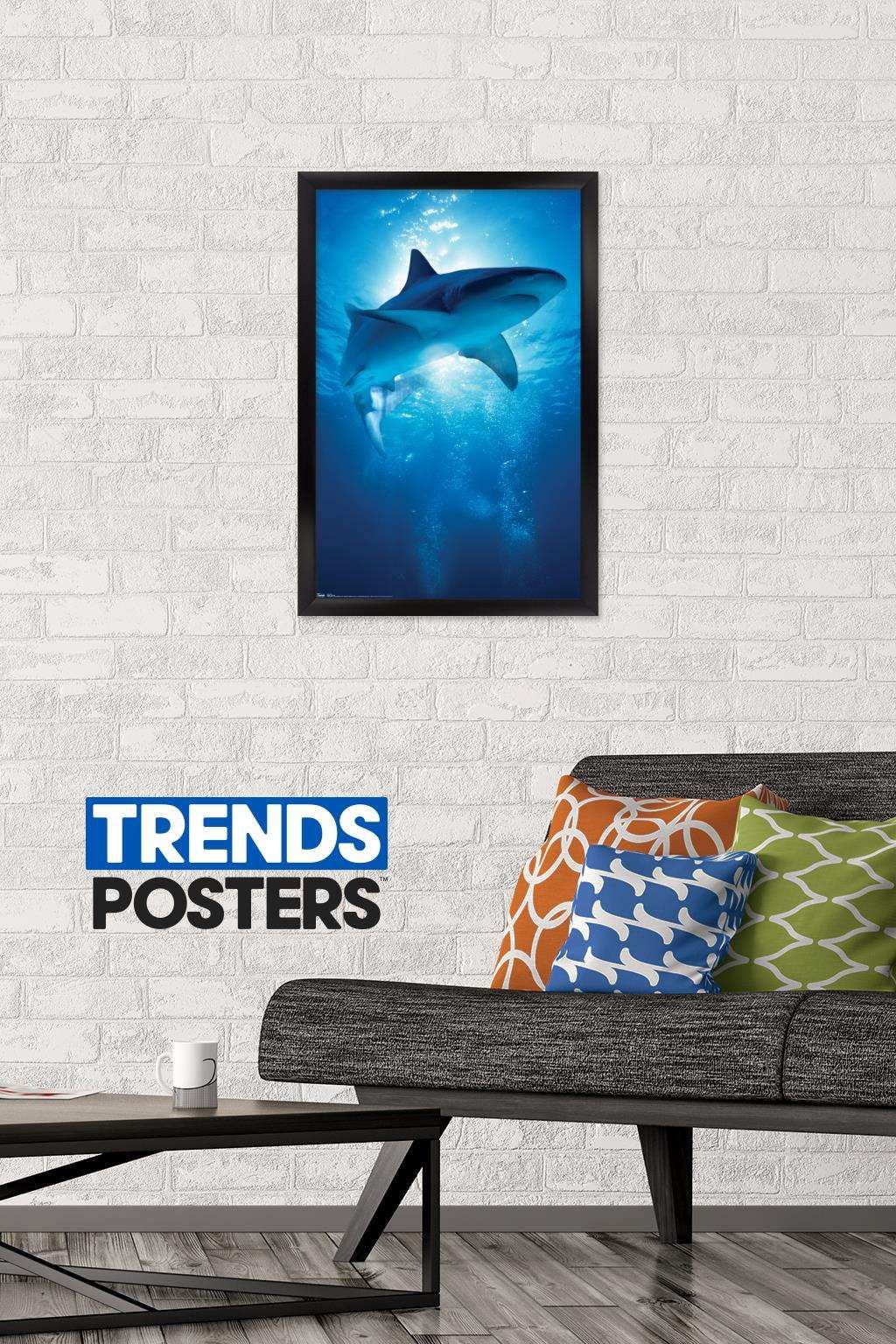 Shark - Depths Wall Poster, 14.725" x 22.375", Framed