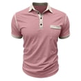 thumbnail image 5 of Qwertyu Men's Casual Polo Shirts Classic Long Sleeve Basic Button T-Shirt Lightweight Cotton Golf Tops with Pocket Pink 3XL, 5 of 7