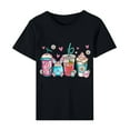 thumbnail image 5 of TrendVibe365 Easter Womens Shirts Short Sleeve Easter Eggs Bunny Rabbit Floral Heart Coffee Holiday Gifts Tees Round Neck Tops Short Sleeve Shirts Loose Fit Groovy Party Blouse Clothes Black S(US=4), 5 of 7