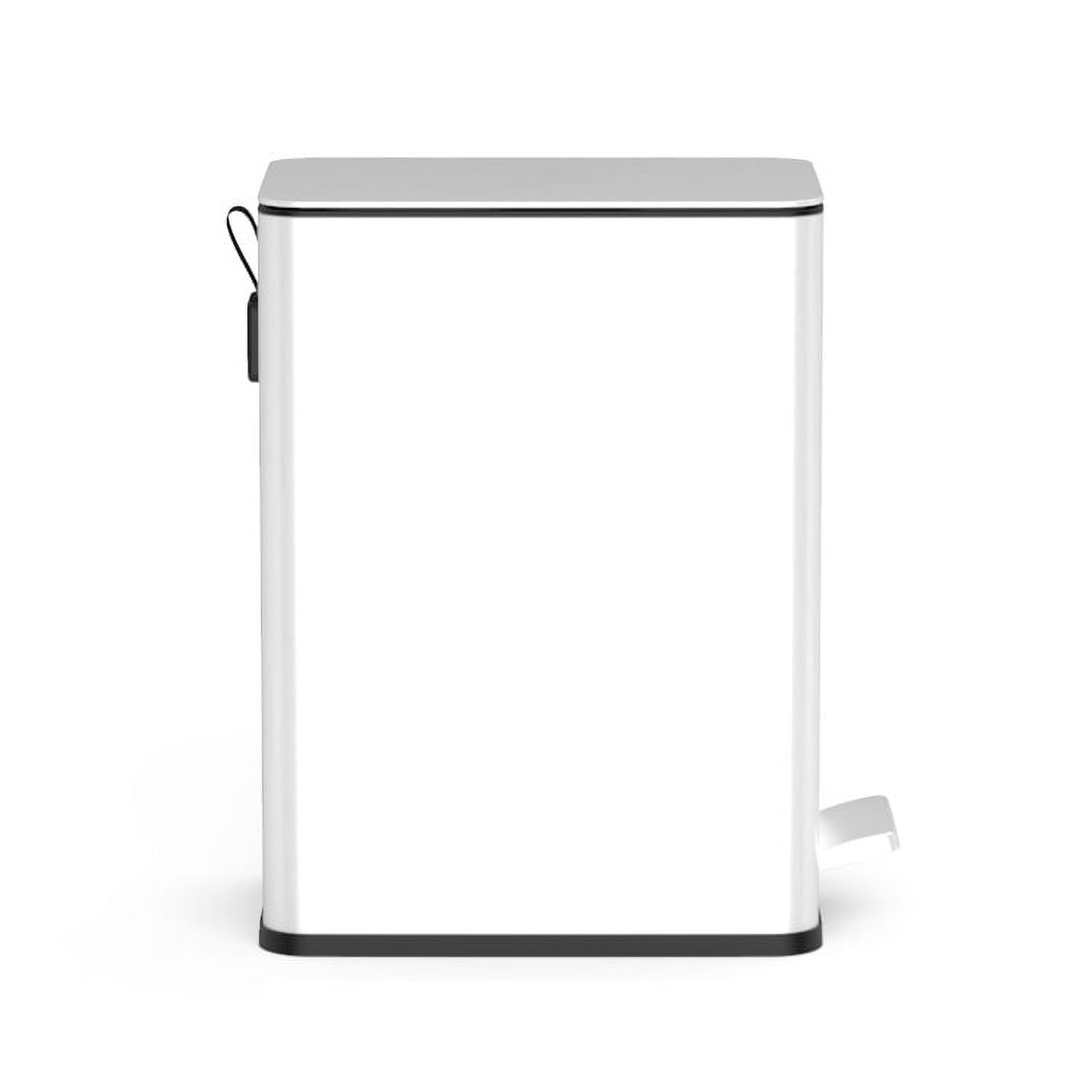 Nine Stars Bathroom Trash Can, 2.6 Gallon Stainless Steel, Step Garbage Bin with Soft Close Lid, White