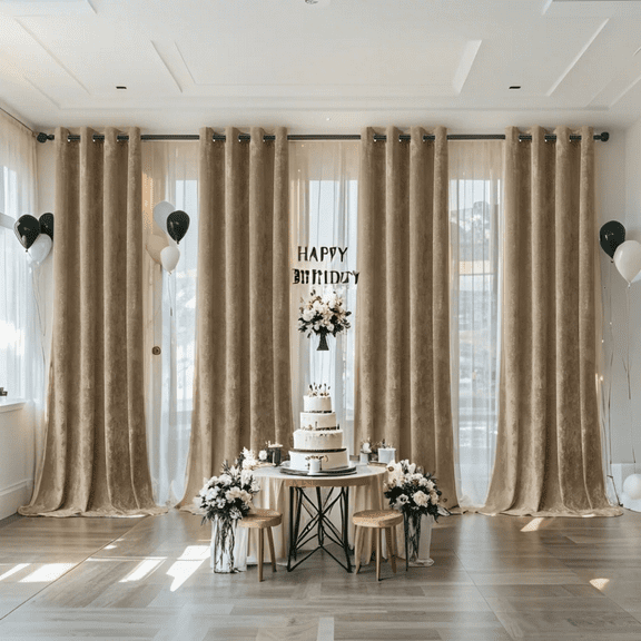 Crushed Velvet Curtains with Grommets Luxurious Thermal Insulated Soundproof Drapes for Birthday Soft and Durable Light-Filtering Window Treatments, 4 Panels