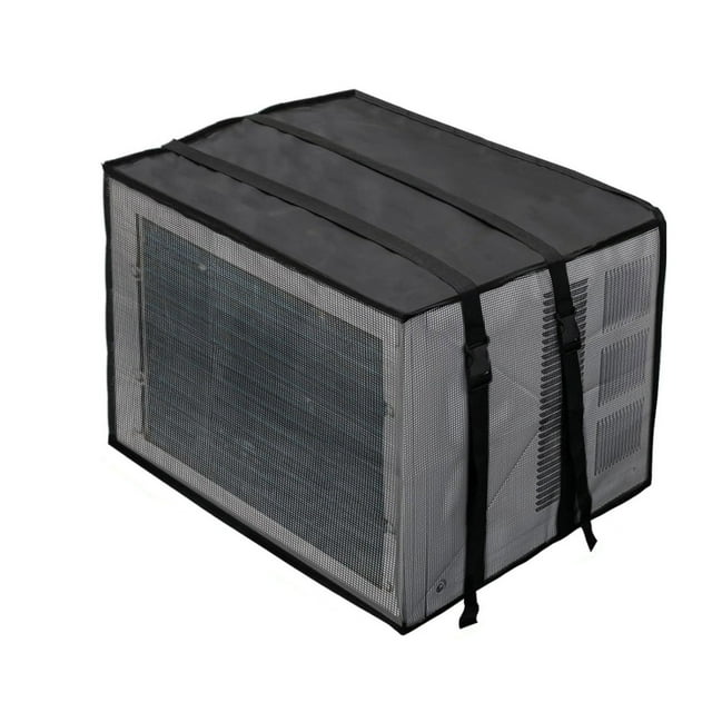 the Protective Mesh Cover of the Conditioner Outdoor Unit Is to Sun and Leaf Falling