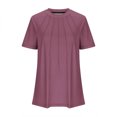thumbnail image 4 of Scyoekwg Short Sleeve Womens Tops Round Neck Basic Tops Lightweight Trendy Loose Solid Color Blouses (Wine,XL), 4 of 4