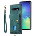 thumbnail image 4 of Nalacover for Samsung S10, Slim Case Wallet with Credit Card Holder, Back Flip Premium Leather Magnetic Clasp Kickstand Wirst Hand Strap Shockproof Cover for Samsung Galaxy S10, Green, 4 of 7