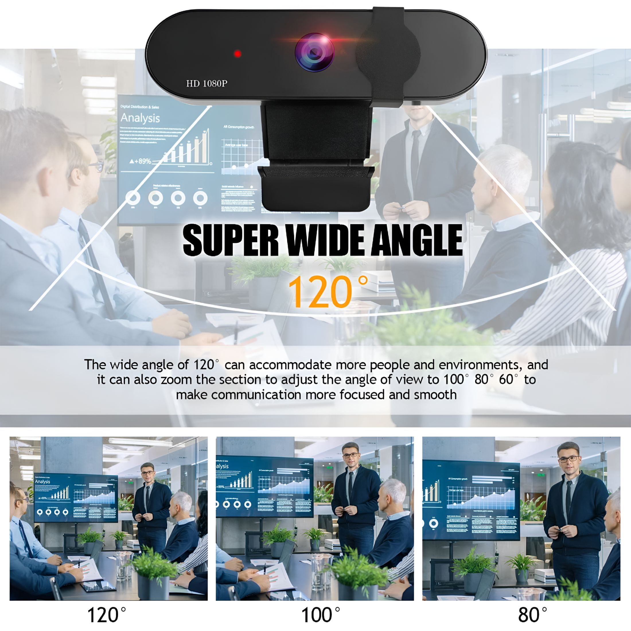 GJX Wireless Camera Hd Computer Camera 1080P 30Fps Webcam with Fast Autofocus USB Web Camera Stereo Microphone for Meeting Live