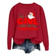 thumbnail image 1 of VBARHMQRT Chandails à Capuche et Chandails en Molleton de Mode pour Femmes Chandails de Noël Mode Père Noël Imprimé Lettre Manches Longues Col Rond, 1 of 5