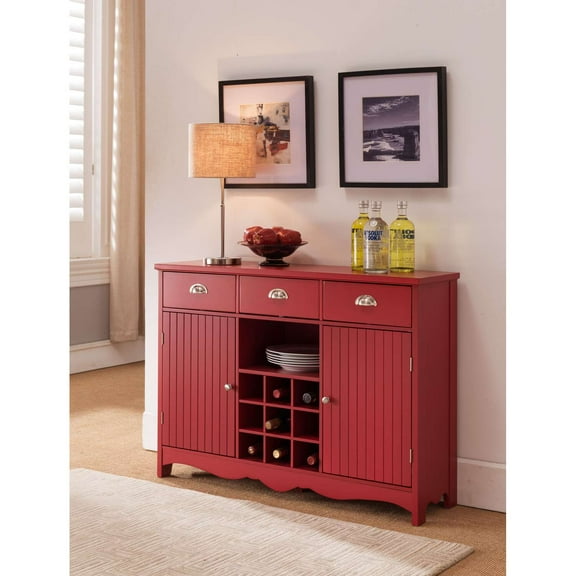 KB WR1354 30 x 42 x 12 in. Wood Storage Wine Cabinet - Red