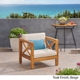 thumbnail image 2 of Elisha Outdoor Acacia Wood Club Chair with Cushion, Teak and Beige, 2 of 13