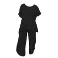 thumbnail image 5 of CILENON Casual 2 Piece Sets for Women Women's Fashion Casual Loose Plus Size Suits European And American Short Sleeves Womens Travel Clothes Black 2 Piece Set for Women Lounge Wear(Black,XXXXL), 5 of 5