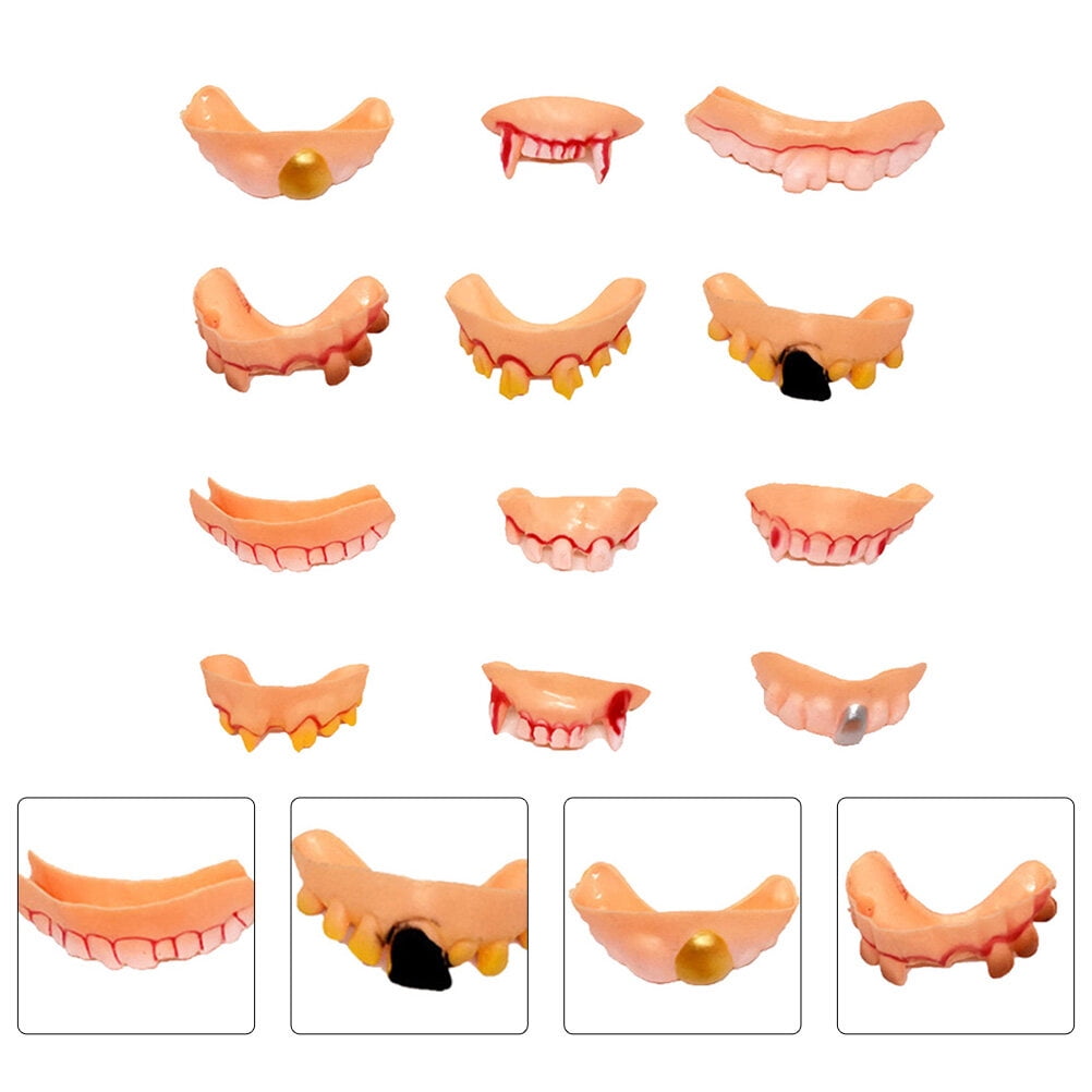 24pcs Teeth Braces Tricky Toy Buckteeth Denture Party Props Supplies