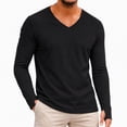 thumbnail image 2 of XuJwPNcy Men's T Shirts Long Sleeve Tops with Thumbhole Soft Casual V Neck Basic Tee(Black,XX-Large), 2 of 7