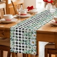 thumbnail image 5 of Green Eucalyptus Leaves Table Runner - 36 Inch Long Summer Botanical Daisy Black Plaid Cotton and Linen Blended Dress Scarves Farmhouse Table Runner for Kitchen Dining, Coffee Table, 13" x 36", 5 of 8