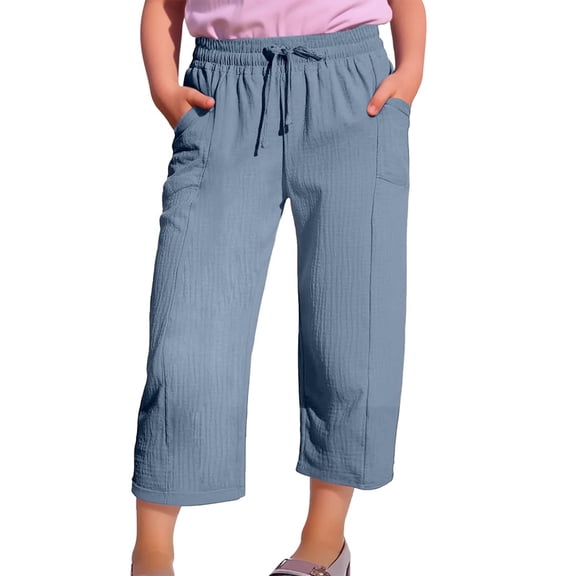 Coerni Girls Wide Leg Pants Elastic Waist Flowy Casual Trousers Teen Line Pants Dry-Fit Jogger Sweatpants Beach Baggy Palazzo