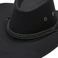 thumbnail image 6 of segolike Cowboy Cowgirl Hat Flat Brim Cowboy Hat Costume Clothes Accessories Sun Hat Cowgirl Sombrero Caps for Adults Festival Travel Black, 6 of 7