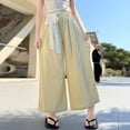 thumbnail image 2 of UJNDER Girls Casual Soft Ice Silk Lightweight Breathable Loose Flowy Girls Wide Leg Pants,Yellow,5-6 Years, 2 of 7