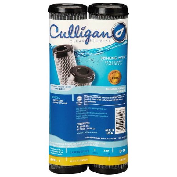 Culligan Fresh Water Filter Cartridge D-10A Replacement For Culligan US-600 Under Sink Drinking Water Filter; Carbon-Impregnated Cellulose Cartridge; Reduces Chlorine Taste/Odor/Bad Taste/Odor