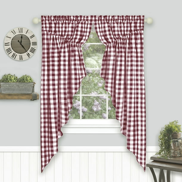 Achim Buffalo Check Gathered Swag Window Curtain Pair 72x63