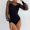 thumbnail image 2 of Mesh Sleeves Beading Bodysuit Romper  Leotard, 2 of 6