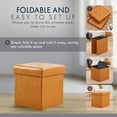 thumbnail image 5 of Ornavo Home 15 Inch Square Storage Ottoman Cube, Tufted Square Faux Leather Storage Ottoman Chest, Footrest, Toy Chest Ottoman with Storage - (Cognac), 5 of 7