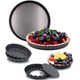 thumbnail image 1 of 10 Inch,95 inch and 4 Inch 4 Pack Round Tart Pan with Removable Bottom Quiche Pan Non-Stick Baking Dish Pan carbon Steel Pie Tart for Kitchen cooking Baking, 1 of 1