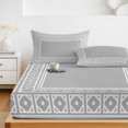thumbnail image 6 of Cal.King Size Fitted Sheet Set - Grey Boho 3 Piece Bedding Sets 16" Deep Pocket Fitted Sheet with 2 Pillowcases, Modern Geometric Bohemia Abstract Textured Brushed Microfiber Hotel Luxury Bed Sheets, 6 of 9