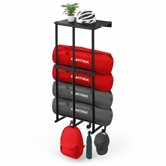 12IN Metal Wall Mount Organizing Rack for Camping Chairs and Garage Storage