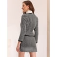 thumbnail image 3 of Conjunto de Traje para Mujer Dos Piezas Conjunto de Chaqueta y Falda Corta de Tweed a Cuadros Negro XL, 3 of 6